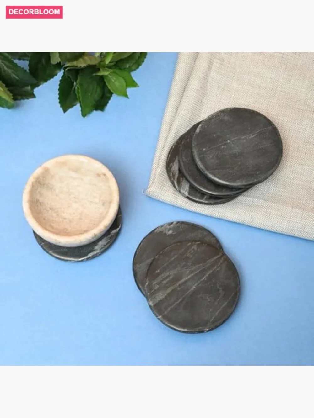 Set of 6 Handcrafted Marble Coasters for Kitchen, Wine Glasses, Mugs & Beer